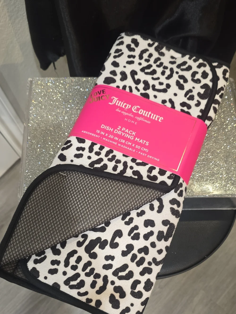 Juicy Couture Home 2-PK Leopard Print Dish Drying Mats